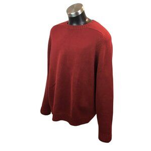 Lands End Mens XL Drifter Crew Sweater Red 100% Cotton NWT
